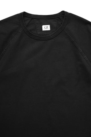 Men's Black C.P. Company Heavy Jersey Mixed Short Sleeve Sweatshirt