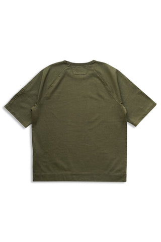 Men's Khaki C.P. Company Heavy Jersey Mixed Short Sleeve Sweatshirt