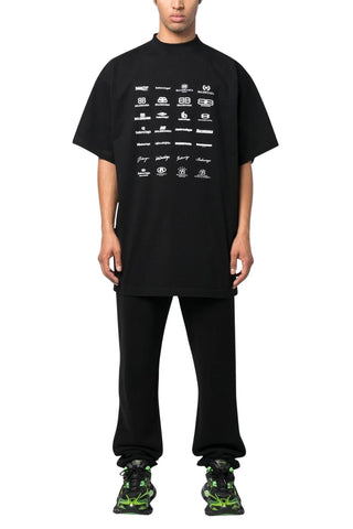 Men's Black Balenciaga Archives Logos Oversized T-Shirt