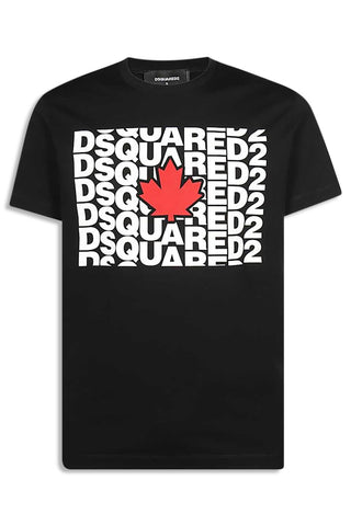 Men's Black DSquared2 Canada Leaf T-Shirt