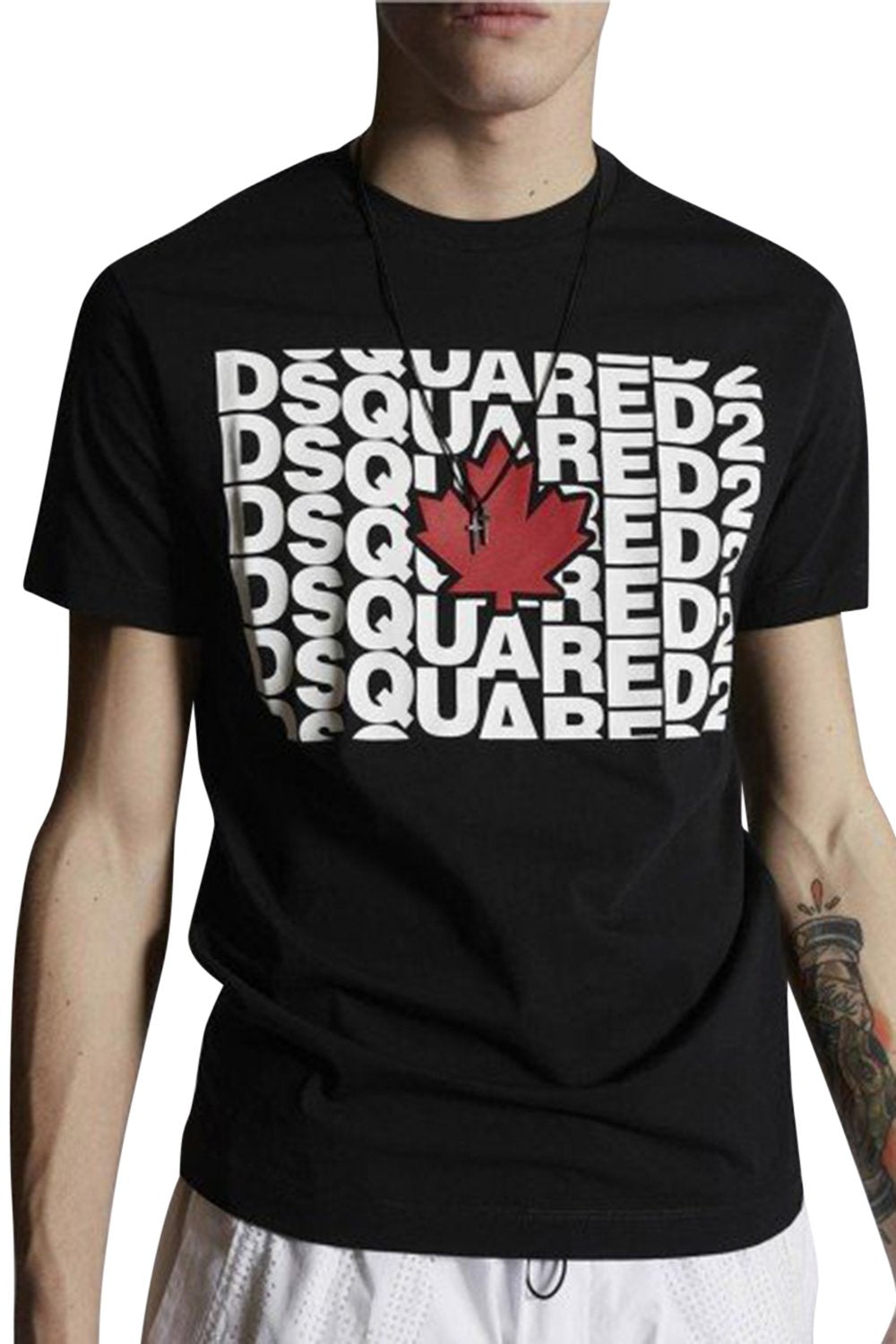 Men's Black DSquared2 Canada Leaf T-Shirt