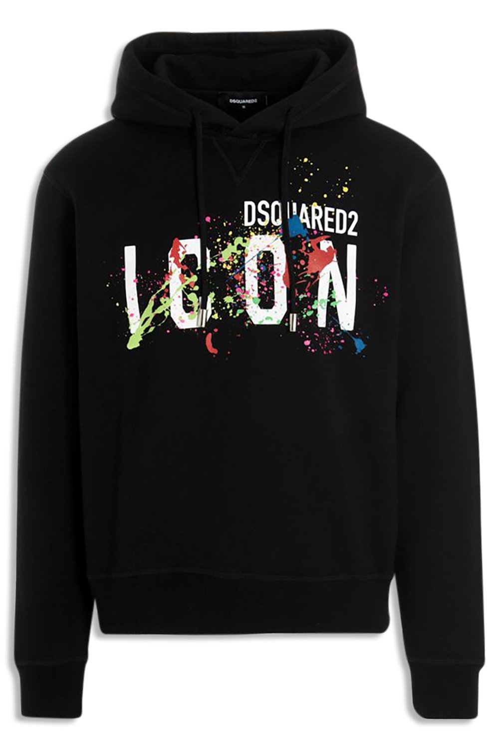 Men's Black DSquared2 Splatter Icon Logo Print Hoodie