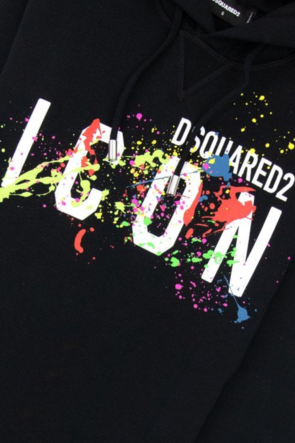 Men's Black DSquared2 Splatter Icon Logo Print Hoodie