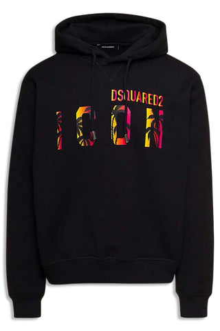 Men's Black DSquared2 Sunset Icon Logo Print Hoodie