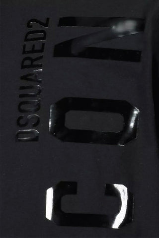 Men's Black Dsquared2 Black Vertical Icon Logo T-Shirt