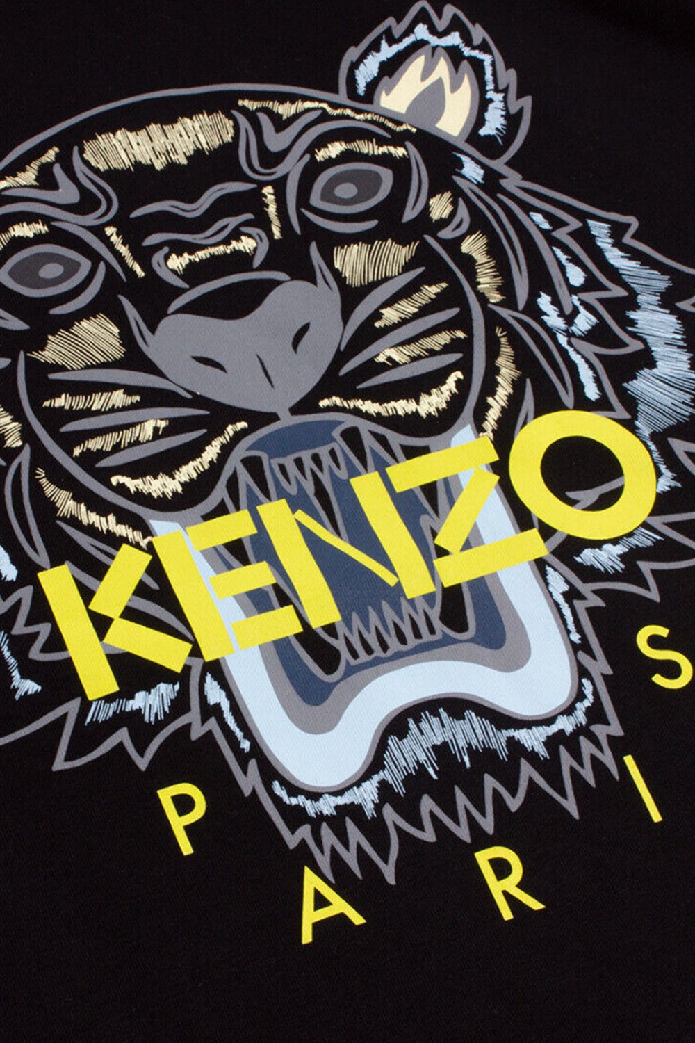 Men's Black Kenzo Classic Yellow/Grey Tiger T Shirt