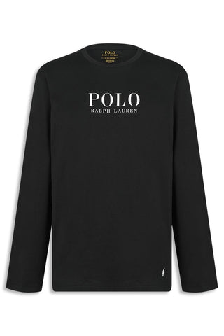 Men's Black Polo Ralph Lauren Logo Print Long Sleeved T-Shirt