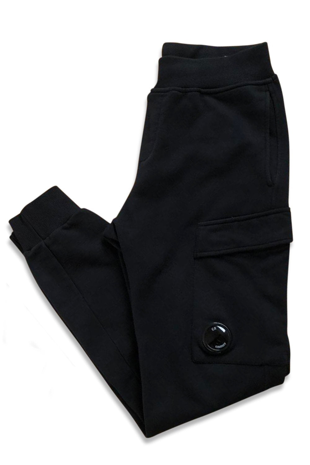 Men's C.P. Company Lens-Detail Cotton Black Jogger Pants