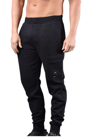 Men's C.P. Company Lens-Detail Cotton Black Jogger Pants