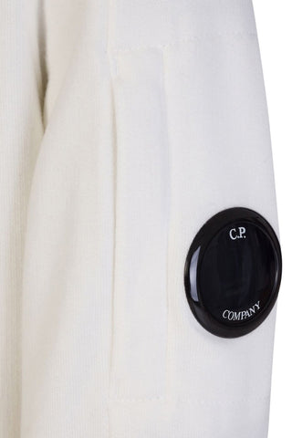Men's C.P. Company Lens-Detail Cotton Cream Hooded Sweatshirt