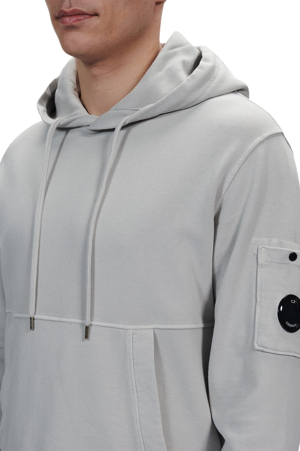 Men's C.P. Company Lens-Detail Cotton Grey Hooded sweatshirt