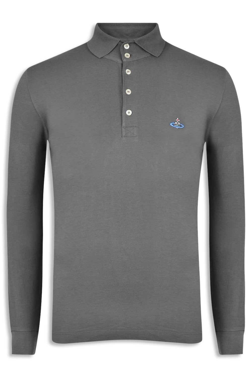 Men's Grey Vivienne Westwood Long Sleeve Collared Polo Shirt