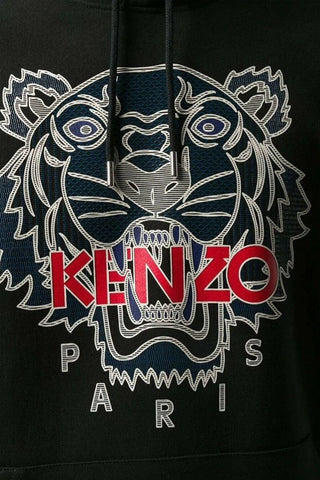 Men's Kenzo Black Scuba Blue Tiger Pullover Hood