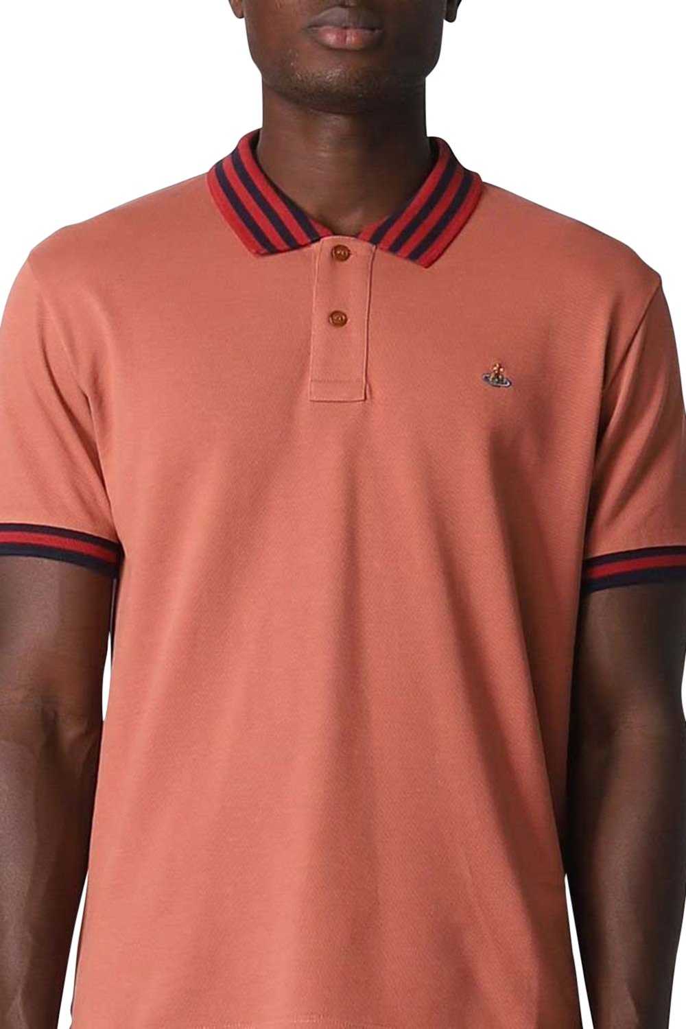Men's Light Brick Vivienne Westwood Contrasting Red Collar Polo Shirt