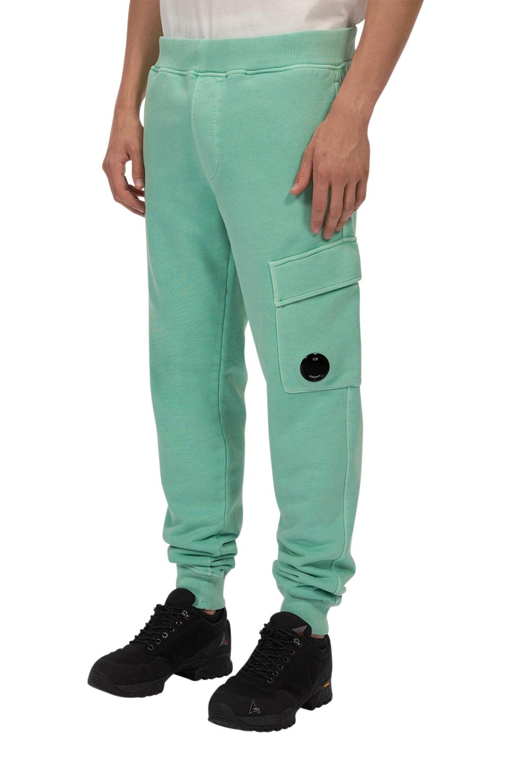 Men's Mineral Blue C.P. Company Lens-Detail Cotton Jogger Pants