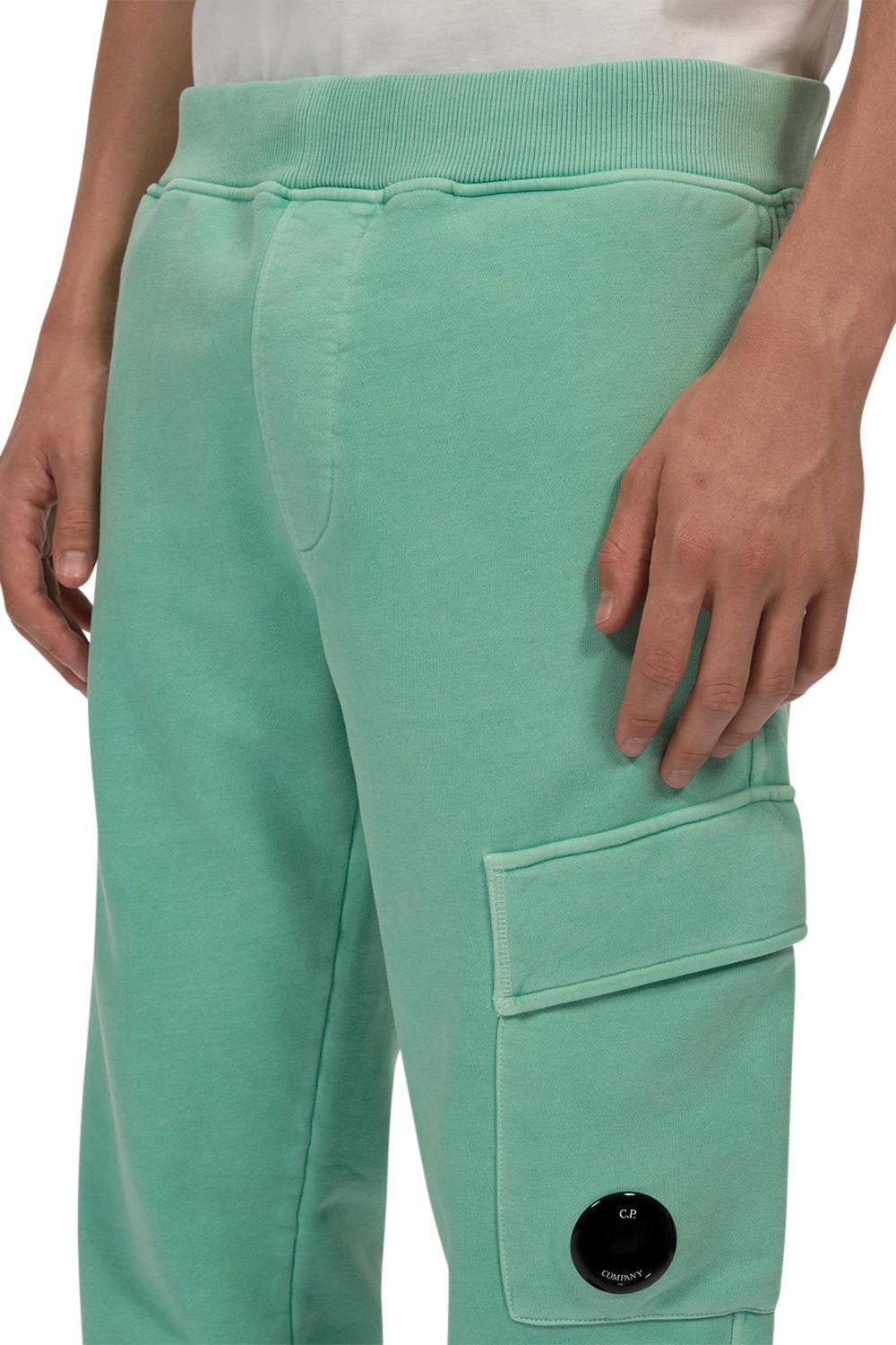 Men's Mineral Blue C.P. Company Lens-Detail Cotton Jogger Pants