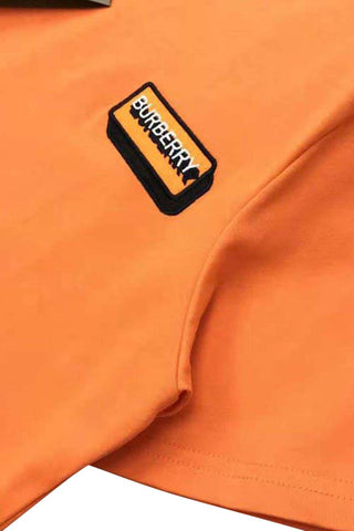 Men's Orange Burberry Logo Appliqué Short Sleeve T-Shirt