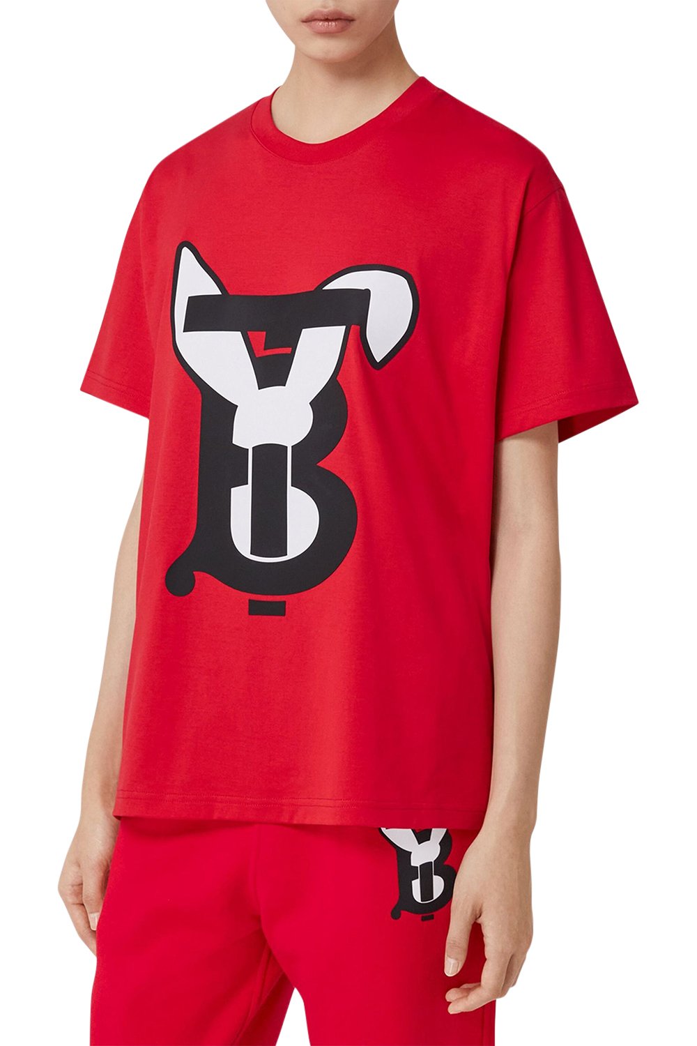 Men s Red Burberry Rabbit Short Sleeve T Shirt Muoti Clothing