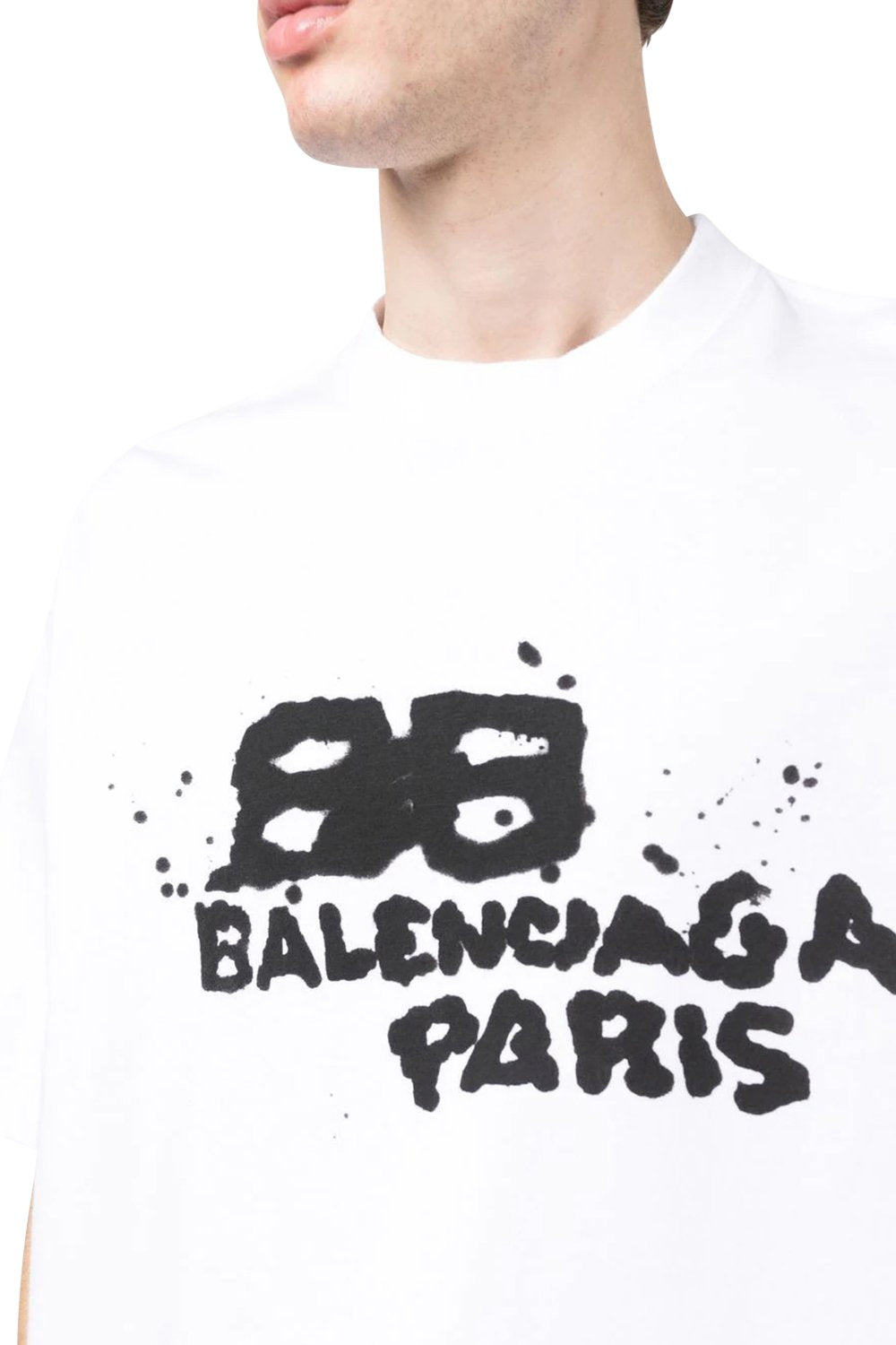 Men's White Balenciaga Paris Printed T-Shirt
