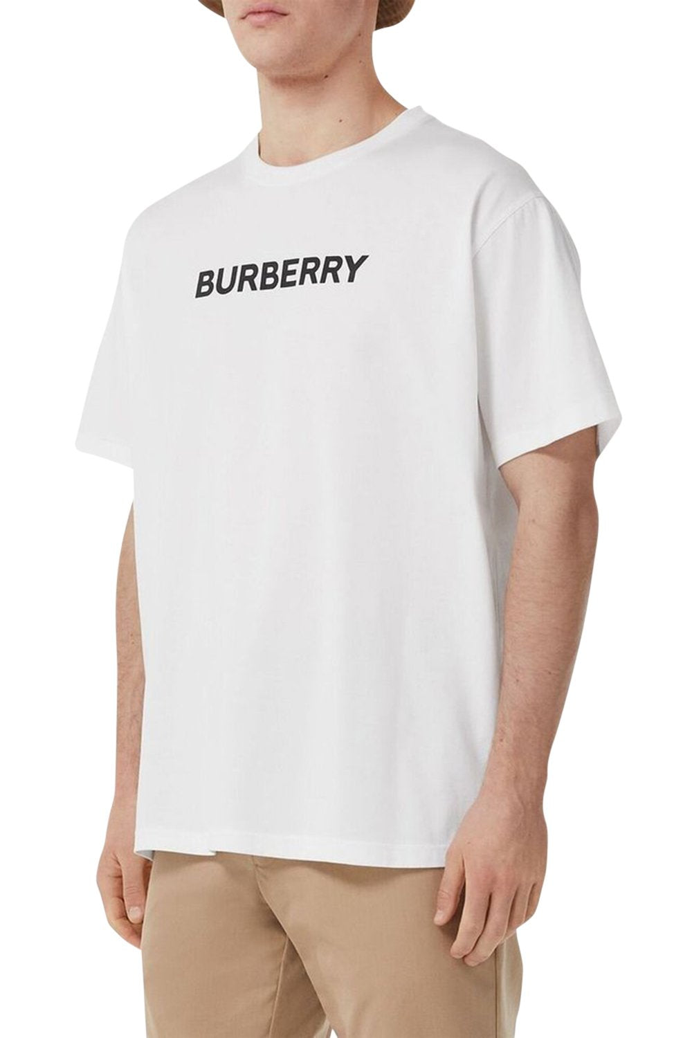 Men's White Burberry Harriston Logo Short Sleeve T-Shirt