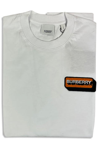 Men's White Burberry Logo Appliqué Short Sleeve T-Shirt