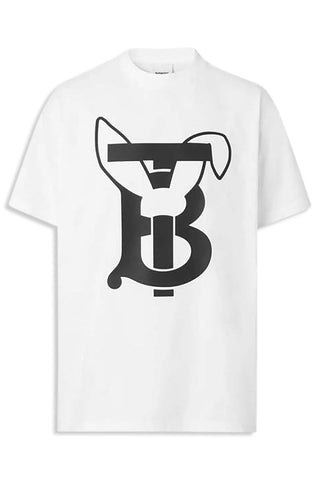 Men's White Burberry Rabbit Short Sleeve T-Shirt