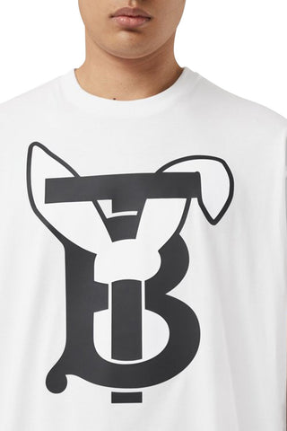 Men's White Burberry Rabbit Short Sleeve T-Shirt