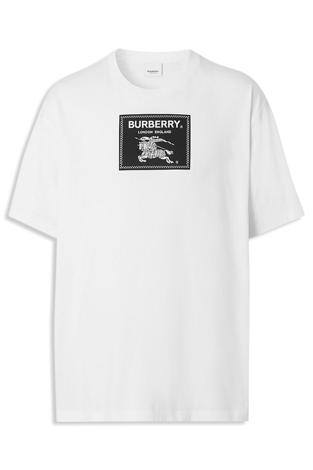 Men's White Burberry Roundwood Label Short Sleeve T-Shirt