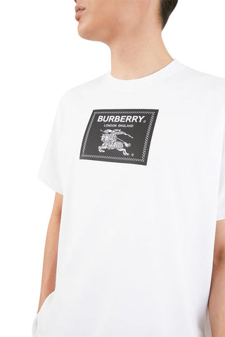 Men's White Burberry Roundwood Label Short Sleeve T-Shirt