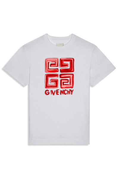 Men s White Givenchy 4G Emblem Slim Fit Soft T Shirt