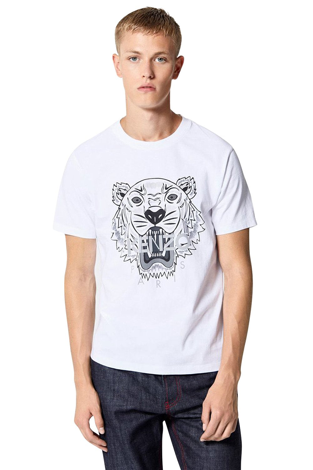 Men's White Kenzo Black Classic Tiger T-Shirt