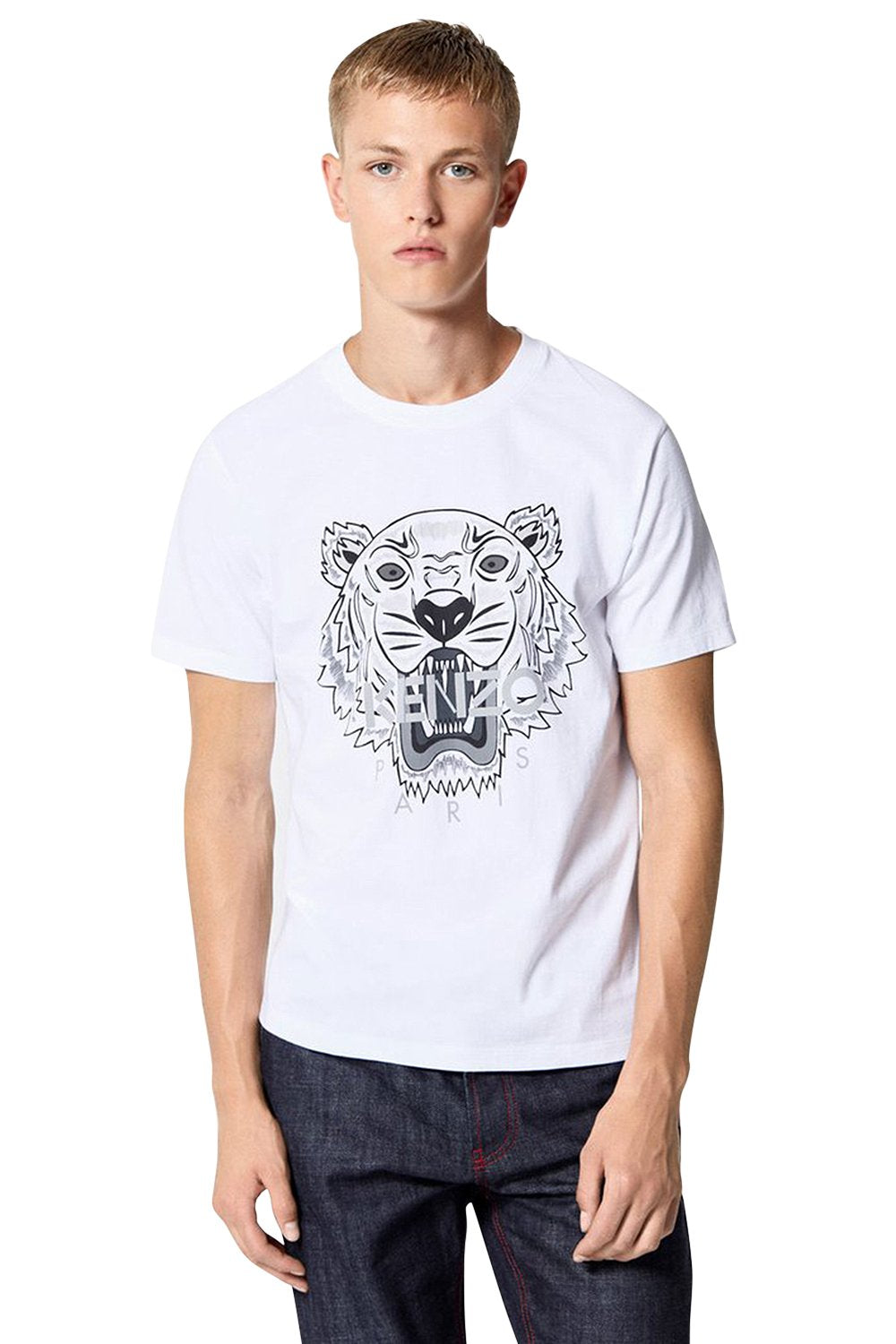 Men s White Kenzo Black Classic Tiger T Shirt