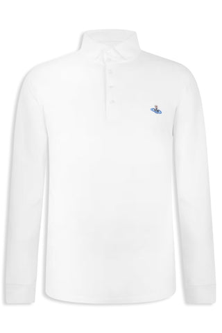 Men's White Vivienne Westwood Long Sleeve Collared Polo Shirt